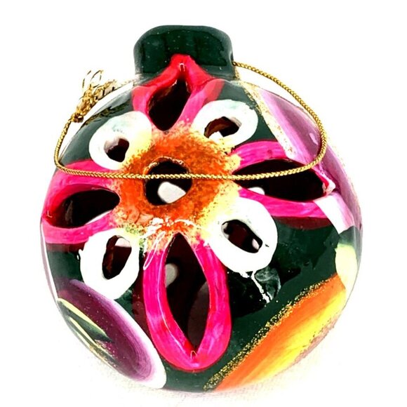 Talavera Hand Painted Christmas Ornaments Round Cut Out Luminaries Lot of 6 NOS - Picture 5 of 16